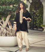 Black Velvet Kurta With Dhoti Salwar