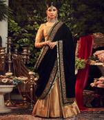 Oxidised Gold Lehenga Set With Velvet Dupatta Shawl