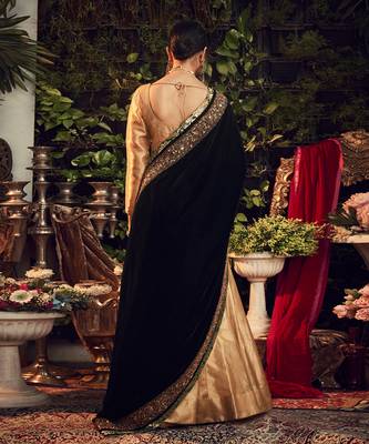 Oxidised Gold Lehenga Set With Velvet Dupatta Shawl 2