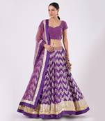 Kim-Magical Mauve Georgette Lehenga Set In Gold And Silver Chevron Embroidery.