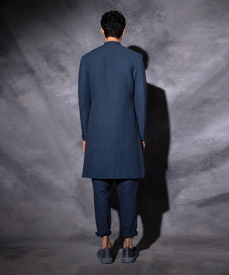 Navy Blue Front Slit Jacket