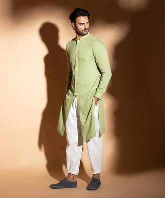 Lime Classic Silt Kurta  3