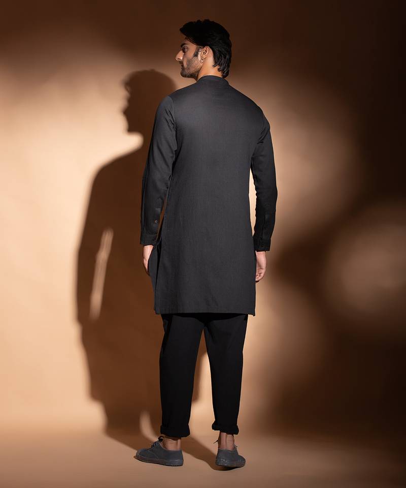 Black Double Layer Kurta 