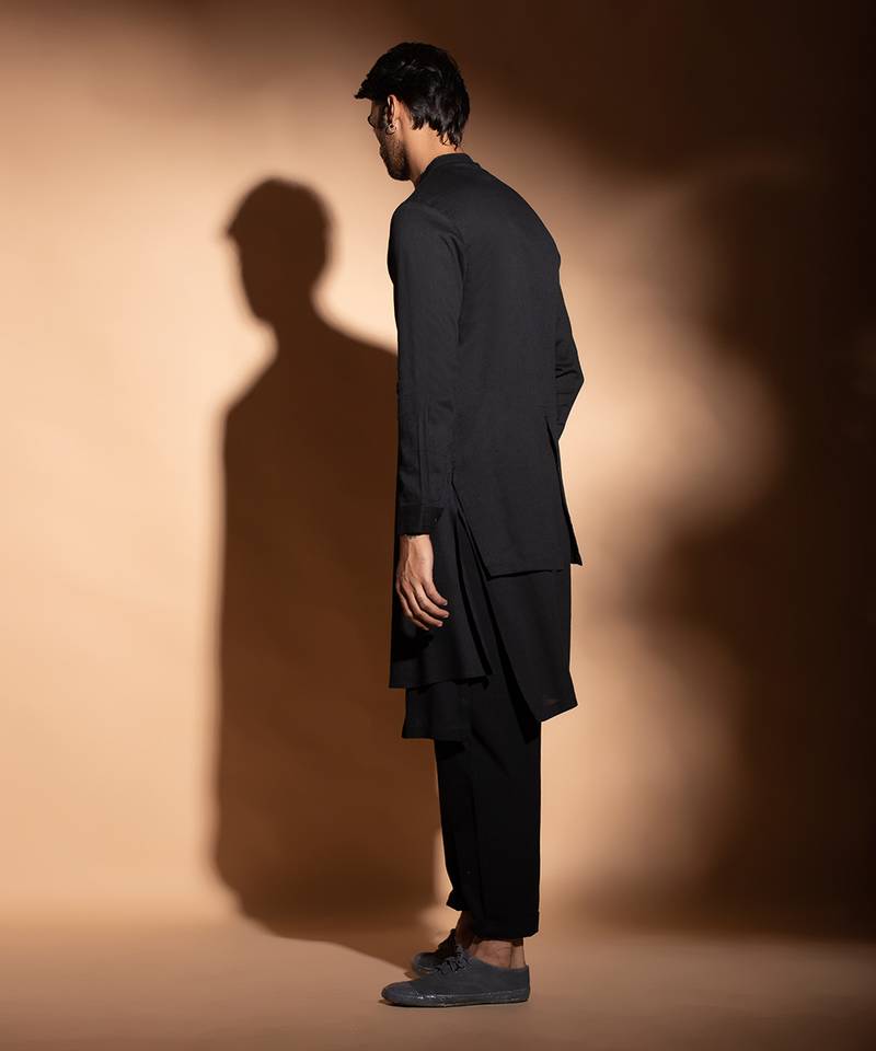 Black Double Layer Kurta 