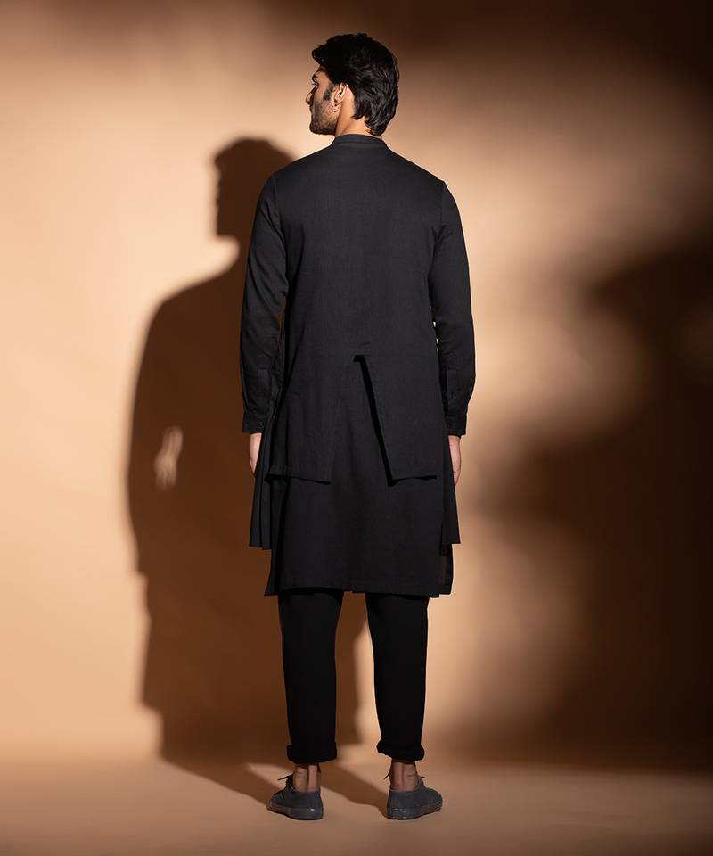 Black Double Layer Kurta 