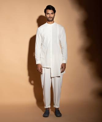Off White Asymmetric Box Kurta 1
