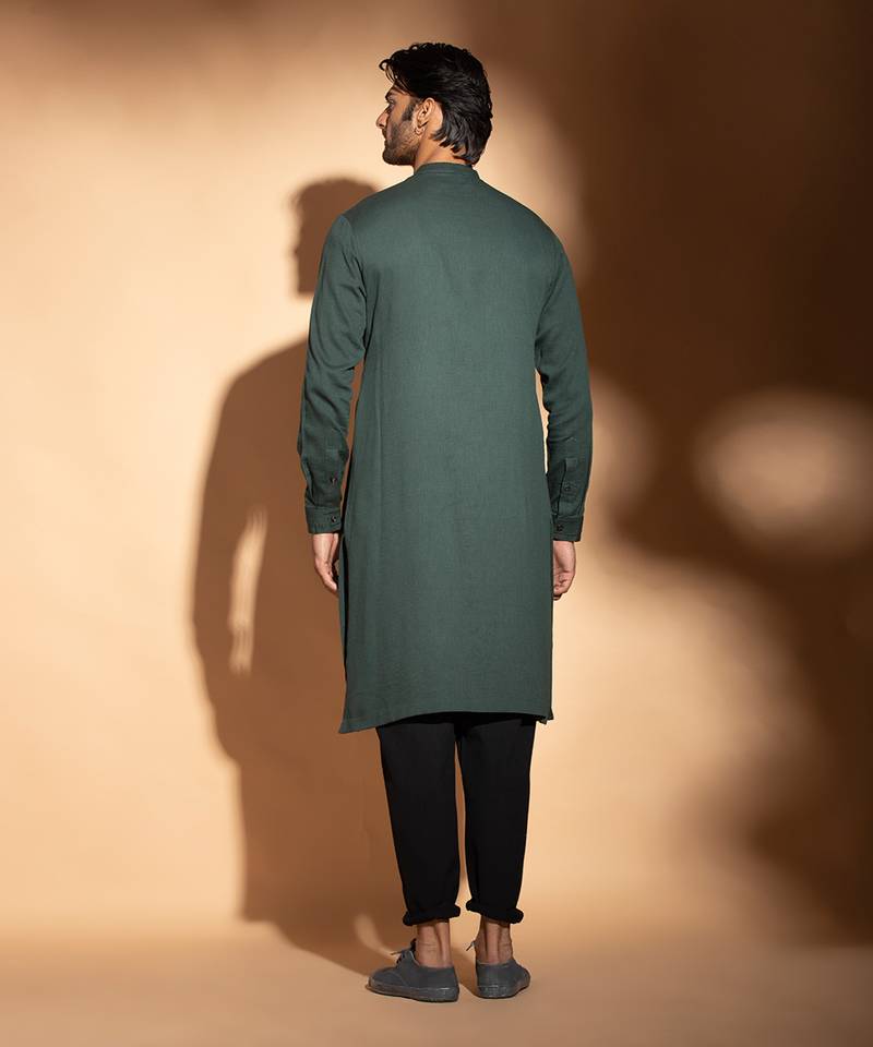 Teal Blue Side Layered Kurta