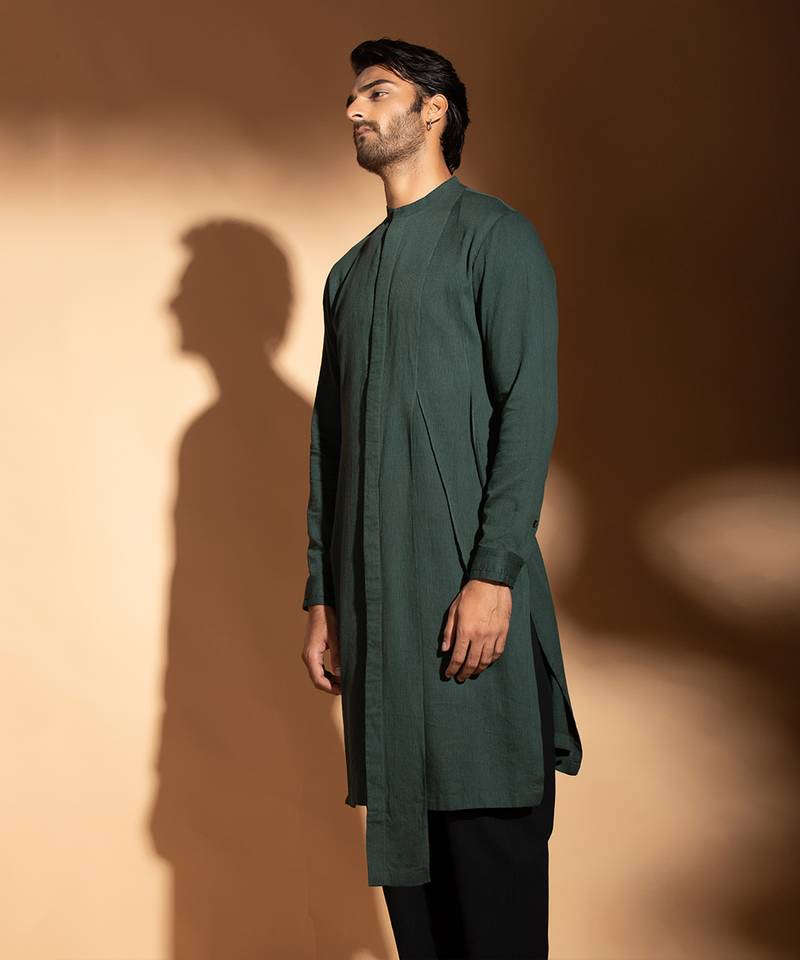 Teal Blue Side Layered Kurta