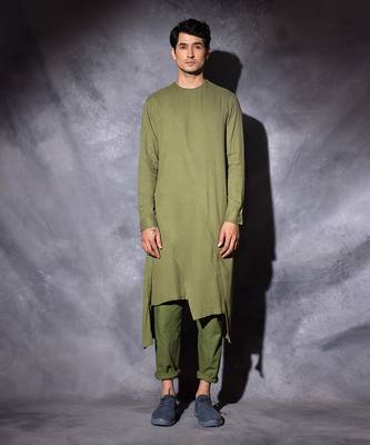 Green Zipper Kurta  1