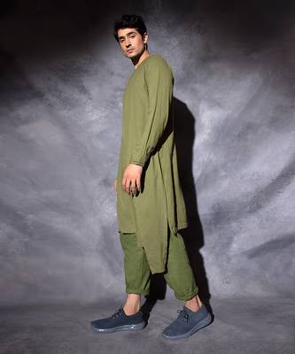 Green Zipper Kurta  2