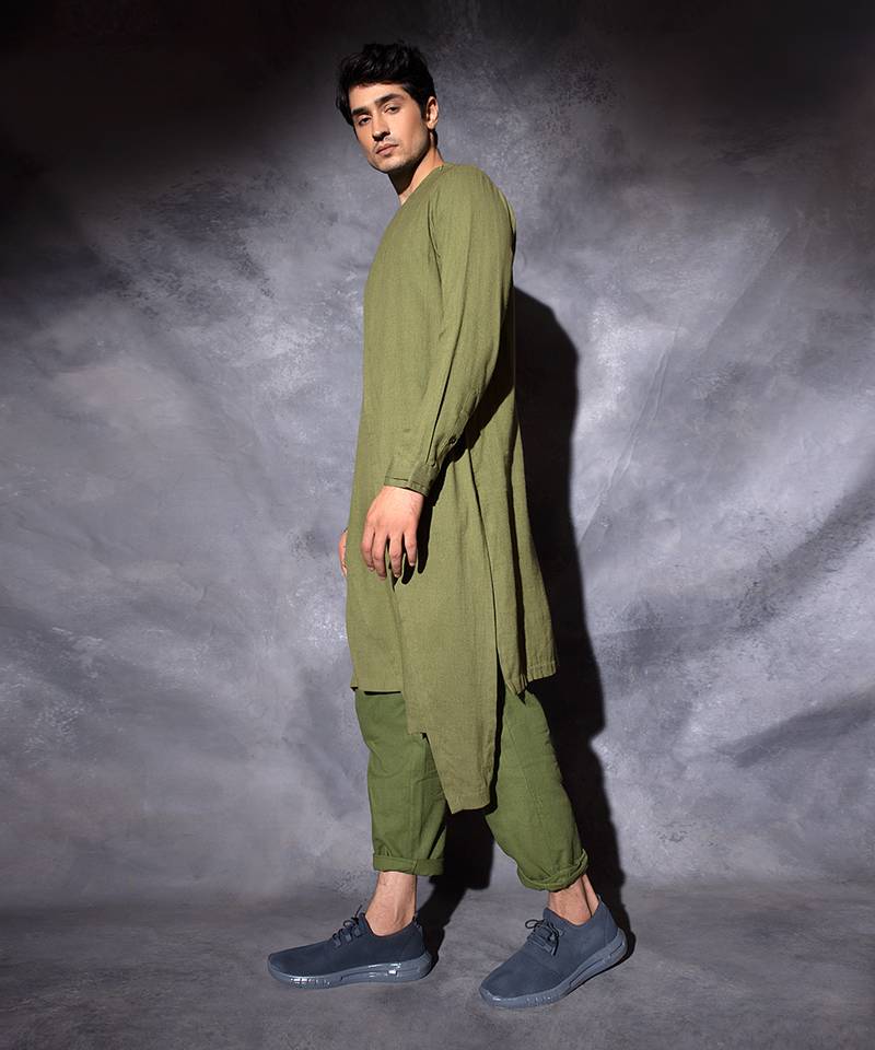 Green Zipper Kurta 