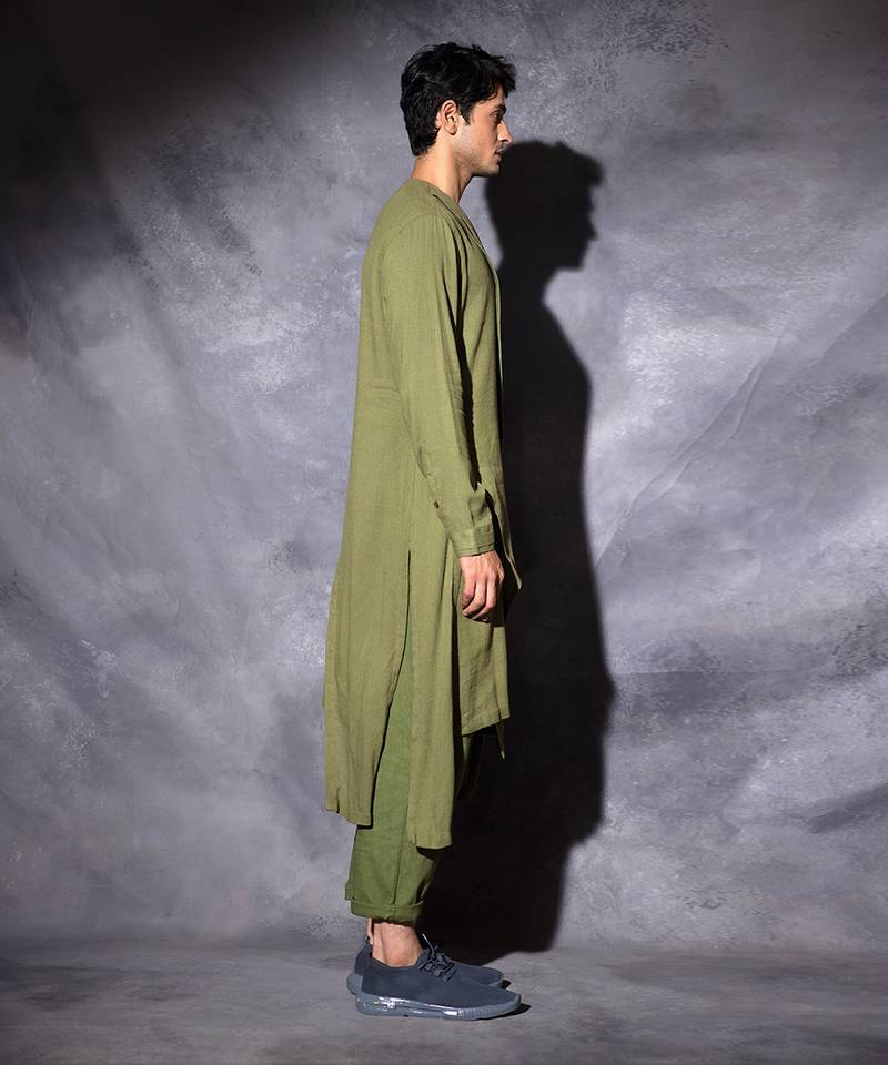 Green Zipper Kurta 