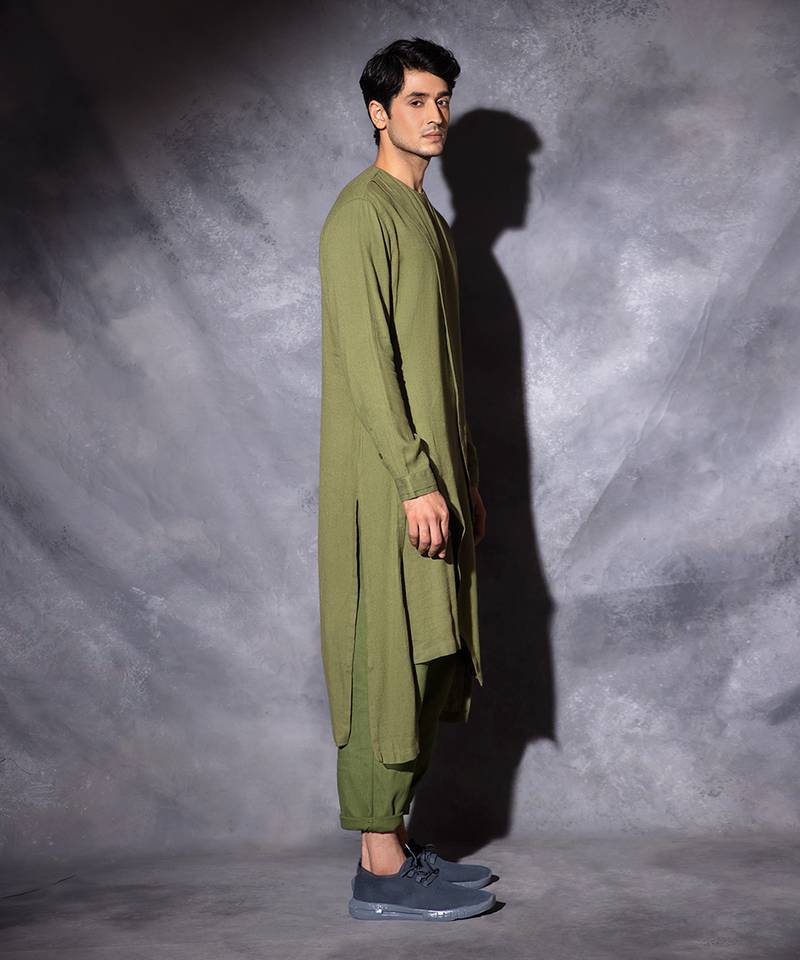 Green Zipper Kurta 