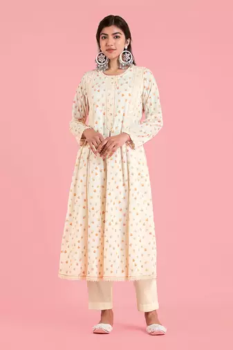 Frozen Off White A-Line Kurta Set