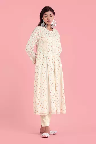 Frozen Off White A-Line Kurta Set