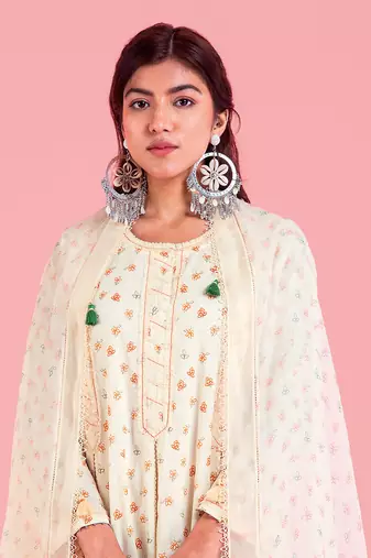 Frozen Off White A-Line Kurta Set