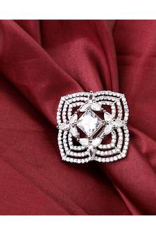 Silver Plated American Diamond Symmentrical Cocktail Ring