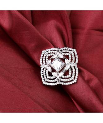 Silver Plated American Diamond Symmentrical Cocktail Ring 1
