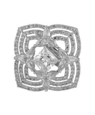 Silver Plated American Diamond Symmentrical Cocktail Ring 3