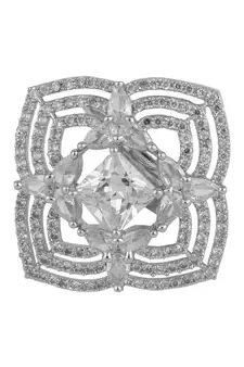 Silver Plated American Diamond Symmentrical Cocktail Ring