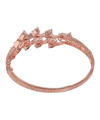 American Diamond Rose Gold Style Statement Leaf Shaped Bracelet for Girls and Women 4