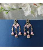 Enameled Pink Colored Statement Dangle Drop Earring