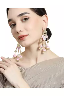 Enameled Pink Colored Statement Dangle Drop Earring