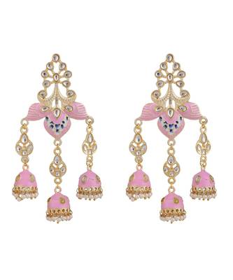 Enameled Pink Colored Statement Dangle Drop Earring 3