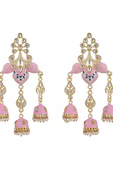 Enameled Pink Colored Statement Dangle Drop Earring