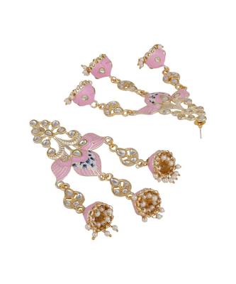 Enameled Pink Colored Statement Dangle Drop Earring 4