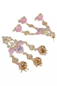 Enameled Pink Colored Statement Dangle Drop Earring
