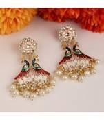 Statement Peacock Kundan and Pearl Studded Earring