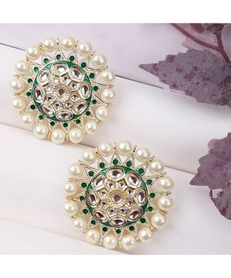 Kundan and Pearl Studded Style Statement Studs 1