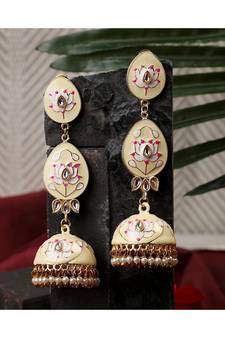 Enameled Dangle and Drop Jhumka Earring fr Girls and Women