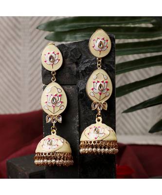 Enameled Dangle and Drop Jhumka Earring fr Girls and Women 1