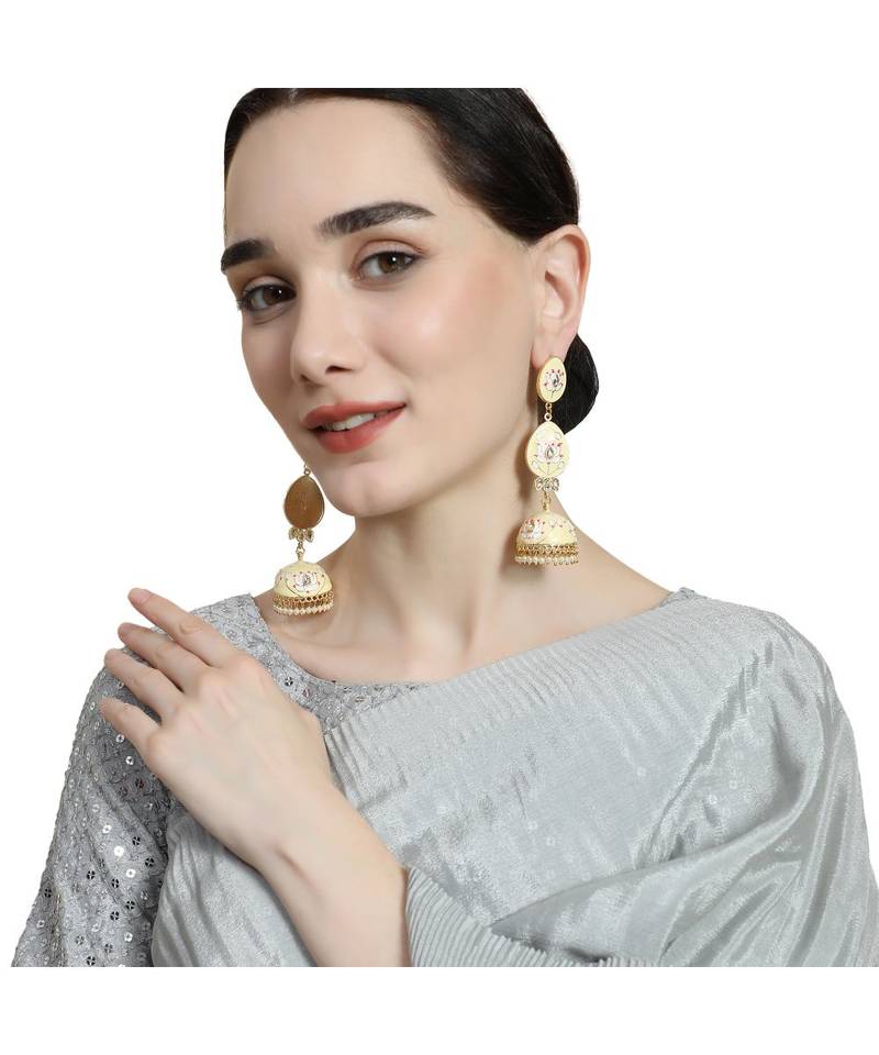 Enameled Dangle and Drop Jhumka Earring fr Girls and Women