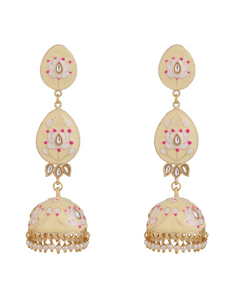 Enameled Dangle and Drop Jhumka Earring fr Girls and Women