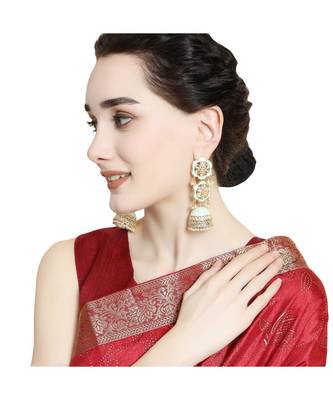 Statement Dangle Drop Kundan Studded Jhumka Earring 2