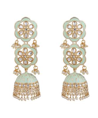 Statement Dangle Drop Kundan Studded Jhumka Earring 3