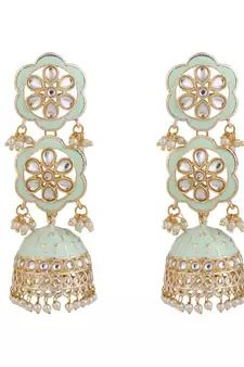 Statement Dangle Drop Kundan Studded Jhumka Earring