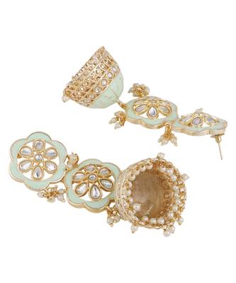 Statement Dangle Drop Kundan Studded Jhumka Earring 4