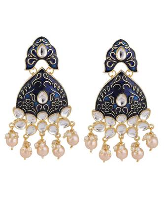Statement Enameled Kundan and Pearl Studded Earring 3