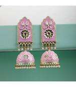 Statement Pink Enameled Gold Plated Jhumka Earring