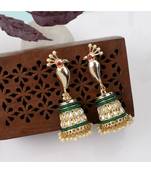 Mettalic Gold Peacock shaped Statement Jhumka Earring