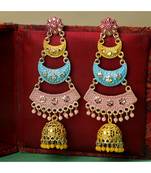 Traditional Enameled Multicolor Dangle Drop Jhumka Earring