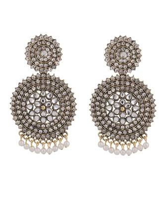 Oxidised Stone and Pearl Studded Round Shaped Earring 3