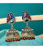 Multicolour Stone Studded Jhumka Earrings