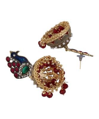 Multicolour Stone Studded Jhumka Earrings 3