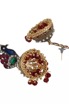 Multicolour Stone Studded Jhumka Earrings