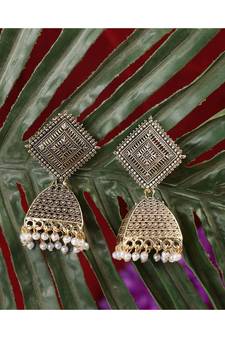Antique Gold Plated Classic Jhumka Earring for Girls and Women